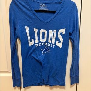 Majestic Blue Detroit Lions V-Neck Shirt